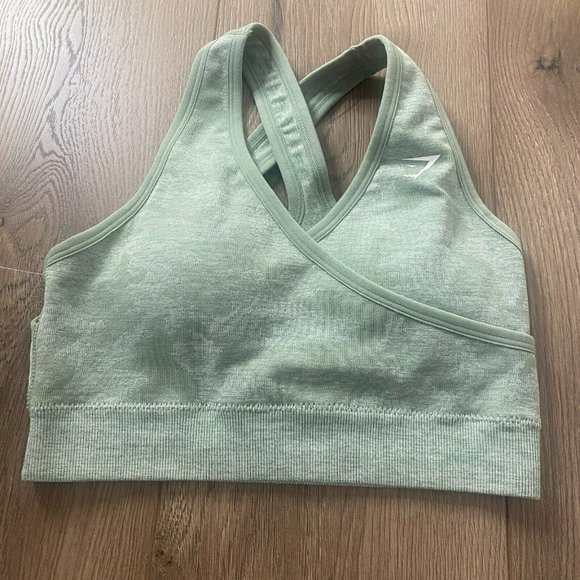 Gymshark Other - Gymshark Sports Bra Womens Small Green Camo Adapt Seamless Dry Criss-Cross Strap
